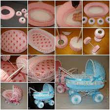 How To Make Paper Stroller For Baby Showers Diy Tutorial Instructions How To Instructio Baby Shower Crafts Baby Shower Favors Diy Diy Baby Shower Decorations