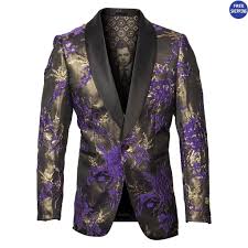 Black And Gold Suit Jacket Purple And Gold Tuxedo Jacket With Fancy Pattern Shawl Lapel Blazer Prom Wedding Gold Tuxedo Jacket Tuxedo Jacket Purple Suits