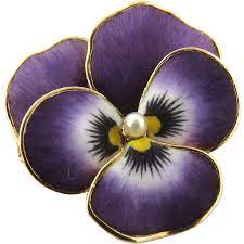 Art Nouveau 14k Yellow Gold Enamel Pansy Pin Pendant Brooch Gold Enamel Pansies Brooch