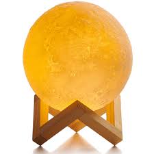 Avvs Lunar Moon Lamp 3d Printed Night Light For Kinds Touch Control Usb Charging Led Nursery Nightlight With Wooden S In 2020 Nursery Night Light Lamp Wooden Stand