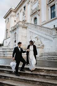 Piazza Del Campidoglio In Rome Was The Perfect Wedding Destination For This Art And History Loving Couple Junebug Weddings Wedding Renewal Vows Destination Wedding Couples Wedding Attire