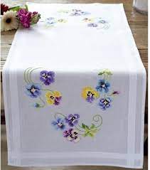 Santa runner and placemats cross stitch. Vervaco Pretty Pansies Table Runner Stamped Cross Stitch Kit 0145233 123stitch