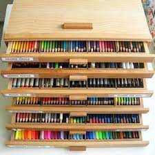 Wooden Storage Box For Drawing Coloring Supplies Art Storage Art Supplies Storage Pencil Storage