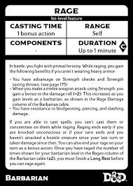 To know how to select a perfect category there are 13 classes in the 5th edition of 'dungeons and dragons'. Barbarian Class Feature Cards Level 1 5 For D D 5e Album On Imgur