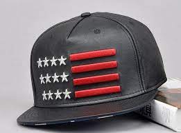 Adjustable Embroidery Usa Flag Faux Leather Snapback Hat Flat Brim Baseball Cap Flat Cap Hip Hop Hat Leather Snapback Hats For Men Snapback Hats