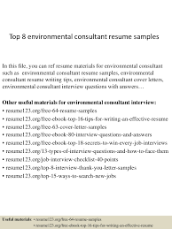 Top 8 Environmental Consultant Resume Samples