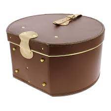 Brown Leather Hat Box Traclet