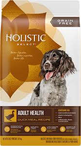 A relative newcomer to the dog food aisle, duck dog food (which is made using duck meat as the main protein) has been gaining popularity, often in diets created for dogs with food sensitivities. Grain Free Adult Health Duck Meal Recipe Holistic Select