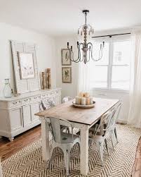 Dark colors tend to make space appear smaller so if you love dark, rich colors in the dining room (i do!), try to go one shade lighter on the paint wheel and add white trim to the bottom of the walls. 41 Best Farmhouse Dining Room Decor Ideas Farmhouse Dining Room Decor Dining F Farmhouse Dining Room Table Farmhouse Dining Rooms Decor Small Dining Room Table