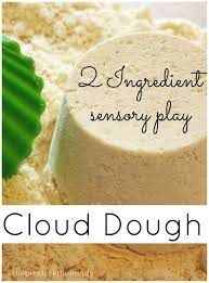 Super Easy Cloud Dough Recipe Sensory Play Recipes Cloud Dough Recipes Play Food
