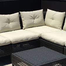 It provides cushions in varied hues and tones and. Ikea Hacks Add Ties To Outdoor Furniture Cushions Outdoor Furniture Cushions Ikea Patio Patio Furniture Pillows
