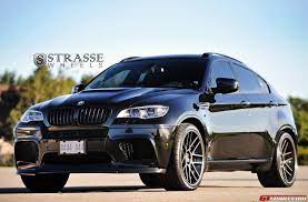 Black Sapphire Metallic Bmw X6m Lowered On Sm7 Strasse Wheels Bmw X6 Bmw Black Sapphire