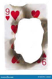 Burn Hole in Old Dirty Playing Card of Hearts Stock Photo - Image of hole,  damaged: 42853796