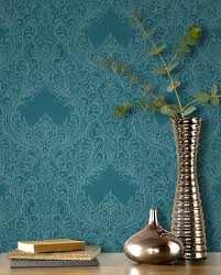 Pattern 308518 Rasch Incanto Damask Teal Mustertapete Glitzertapete Damaszener Muster