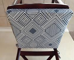 Geometric Print Seat Cushion Cover Kitchen Chair Pad Gunmetal Blue Gray On Cream Cotton Fabric Counter Bar Kitchen Chair Pads Seat Cushion Covers Seat Pads