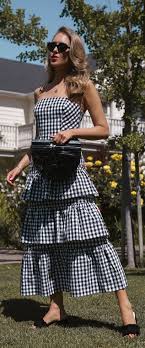 Black And White Gingham Maxi Dress Backyard Barbecue Outfit Day 22 Bbq Outfits Fashion Outfits Barbecue Outfit