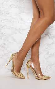 4.1 out of 5 stars. Gold Patent Clear Court Heels Gold Open Toe Heels Strap Heels