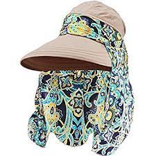Hestya 1 Pack Protection Summer Sun Hats Wide Brim Cap Sun Visor Hats With Neck Protector For Women And Ladies Khaki Sun Visor Hat Summer Sun Hat Sun Hats