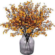 Gypsophila paniculata, baby's breath flowers on wooden surface. Amazon Com Momkids 6 Pcs Fall Faux Flowers Fake Babys Breath Flower Bulk Artificial Gypsophila Bouquet Silk Floral Arrangements Centerpieces For Home Kitchen Bedroom Festival Wedding Party Decor Orange Home Kitchen