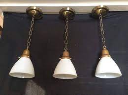 Vintage White Milk Glass Conical Pendant Lights Set Of 3 Pendant Light Set White Milk Glass Milk Glass Pendant Light