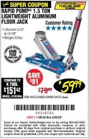 Pittsburgh 1 5 Ton Aluminum Rapid Pump Racing Floor Jack For 59 99 In 2020 Harbor Freight Tools Floor Jack Pittsburgh
