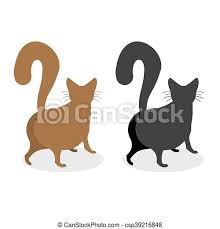 Detail the inner ear with short lines. Cat Back Pet Escapes Funny Animal With Bushy Tail Canstock