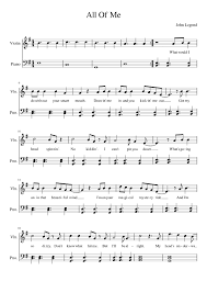Download and print all of me sheet music for violin duet by lindsey stirling from sheet music direct. All Of Me John Legend Sheet Music For Piano Violin Solo Musescore Com