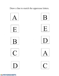 Let them have fun coloring the pictures that start with each letter of the alphabet or fill in the missing letters in the letter recognition worksheets. Match The Uppercase Letters A E Worksheet