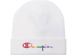 Kith Champion Logo Beanie White Outfits With Hats Beanie Champion Clothing