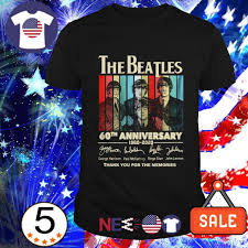The Beatles 60th Anniversary Signature Thank You For The Memories Vintage Shirt Hoodie Sweater And V Neck T Shirt Vintage Shirts Eric Clapton Hoodie Shirt