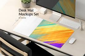 Set of device mockup separate groups and layers. Desk Mat Mockups Set In Device Mockups On Yellow Images Creative Store