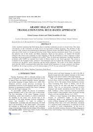 The form here may be rare or regional. Pdf Arabic Malay Machine Translation Using Rule Based Approach