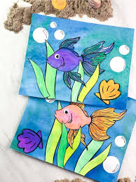 Easy, few steps, video lessons on how to draw cartoons, a rose, a dog, a dragon and much more. Easy Fish Painting For Kids Painting For Kids Animal Crafts For Kids Fish Painting