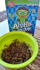 For this i just took a goodwill basket, spray painted it red and painted the . Alpha Bits Cereal Chocolate Mint Muddy Buddies My Boys And Their Toys