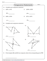 The angles and sides of one triangle will be identical to the corresponding angles and sides of another triangle. Congruent Triangles Worksheets