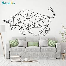 Geometric wall stencils are super trendy and are sure to spice up any decor. Bull Abstract Polygonal Geometric Art Wall Decor Stickers Animal Home Interior Design Office Murals Home Decor Jh046 Wall Stickers Aliexpress