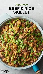 Japanese Beef And Rice Skillet Recipe Beef And Rice Healthy Dinner Recipes Easy Healthy Dinner Recipes