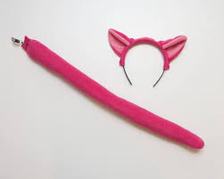 Pink Panther Ears Headband and Tail Set Soft Animal Tail - Etsy