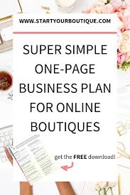 Business Plan Template Online Boutique Business One Page Business Plan Business Plan Template
