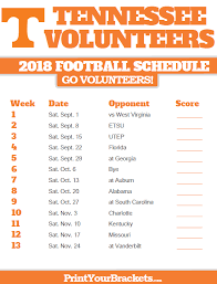 2018 Printable Tennessee Volunteers Football Schedule Tennessee Volunteers Tennessee Volunteers Football Tennessee