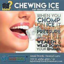 Chewing Ice Can Damage Your Teeth When You Chomp On Ice It Places A Lot Of Pressure On Your Teeth Which Can Weaken And Wear Down Your Enamel Ice Chewing May
