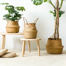 Seagrass Belly Basket Storage Plant Pot Foldable Nursery Laundry Bag Decor Walmart Com Seagrass Belly Basket Belly Basket Plant Pot Covers