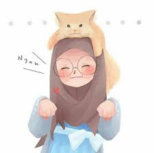 Zoemoon Hijab Hijabart Cat Girl Kawaii Ilustrasi Karakter Kartun Seni Kucing