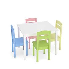 Costzon Kids Wooden Table And Chairs 5 Pieces Set Includes 4 Chairs And 1 Activity Table Picni In 2020 Kids Wooden Table Wooden Table And Chairs Kids Table Chair Set