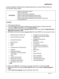 Kejuruteraan mekanikal (penyamanan udara dan penyejukbekuan). Senarai Syarat Kemasukan Puo 2015