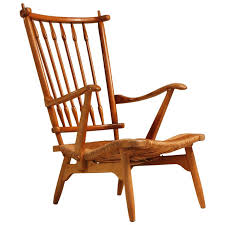 Wood And Cane Arts And Crafts Lounge Chair Netherlands 1950s Chair Woven Wood Lounge Chair