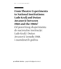 Slovenski kolesarski as primož roglič je zmagovalec 60. Pdf From Theatre Experiments To National Institutions Lado Kralj And Dusan Jovanovic Between 1968 And The 1980s