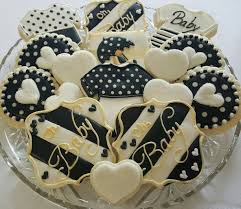 Black And White Baby Shower Cookies Black And White Baby Shower Cookies Baby Shower Desserts Boy Polka Dot Baby Shower Baby Shower Cookies