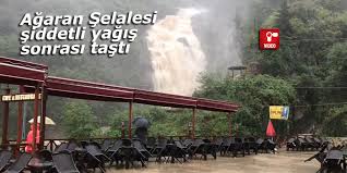 Çayeli ilçesi köprübaşı köyünde yaklaşık 70 metreden dökülen ağaran şelalesi'nin debisi, şiddetli yağışların ardından arttı, şelaleden gelen suyun boşaldığı. Agaran Selalesi Siddetli Yagis Sonrasi Tasti