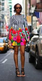 Tibi Black White Striped Dress With Flowers Photograph Fashion Street Fashion Photos Black White Striped Dress